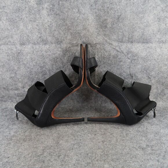 Vince Camuto Shoes Womens 8 Pump Stiletto Heel Zip Open Toe Black Straps Ondetti - Picture 9 of 14